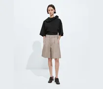 Shorts aus Prince-of-Wales-Wolle-Beige - Damen