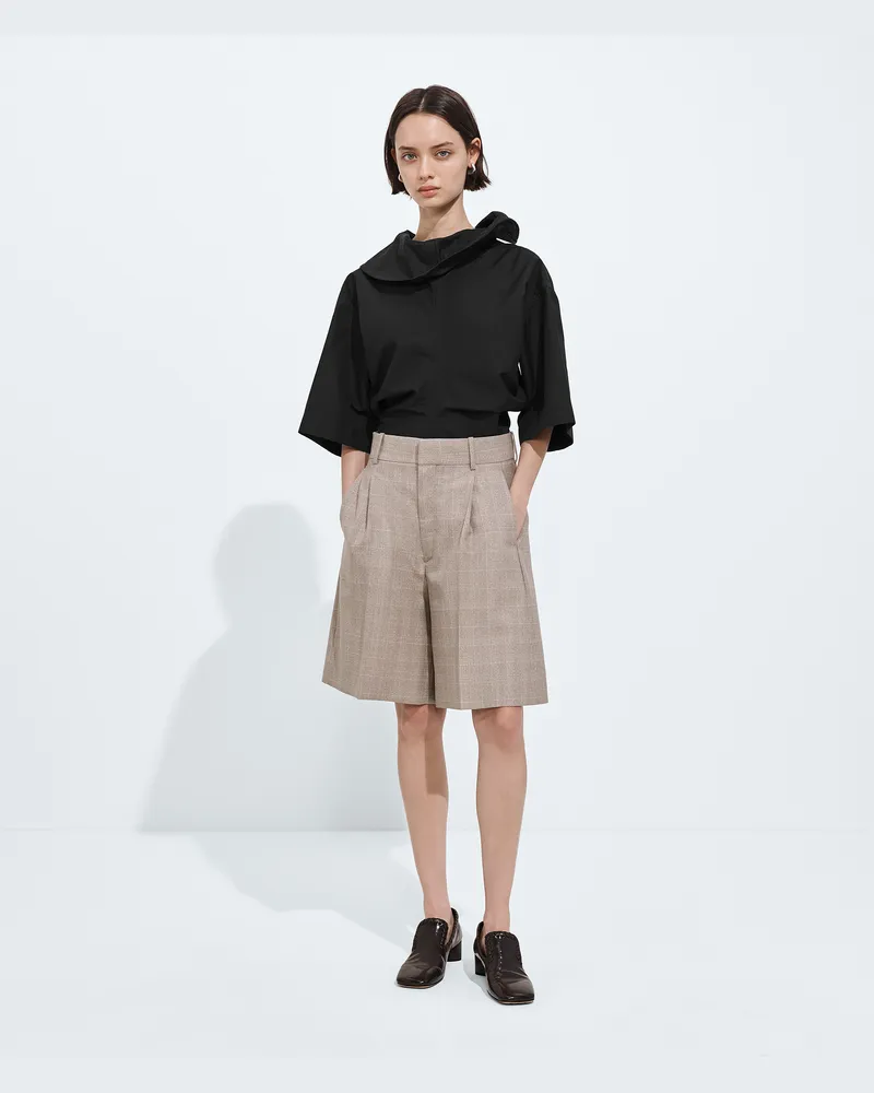 Bottega Veneta Shorts aus Prince-of-Wales-Wolle-Beige - Damen Beige