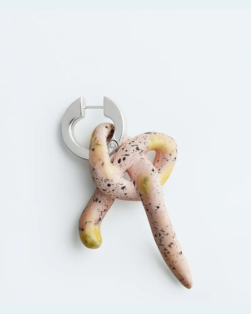 Bottega Veneta Einzelner Knot Ohrring - Rose - Damen - 70% Sterlingsilber & 30% Keramik Rose