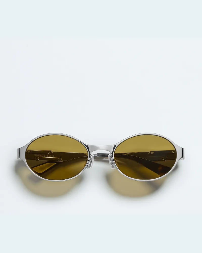 Bottega Veneta Ovale Dash Sonnenbrille - Silber - Unisex - 100% Metall Silber
