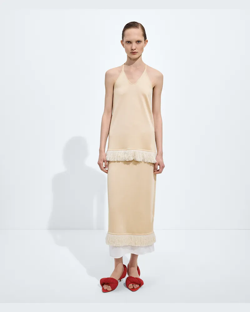 Bottega Veneta Rock aus doppelt gestrickter Seide-Beige - Damen Beige