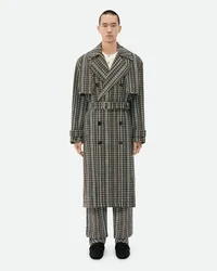 Bottega Veneta Karierter Trenchcoat Aus Baumwolle Black