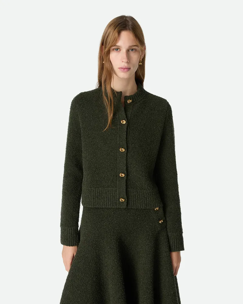 Bottega Veneta Strickjacke aus Bouclé-Wolle-Grün - Damen Grün