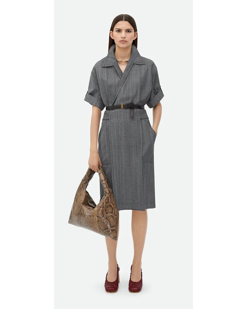 Bottega Veneta Midikleid Aus Viskose Und Seide Charcoal