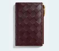 Mittelgroßes Intrecciato Bi-Fold Portemonnaie-Bordeaux - Damen