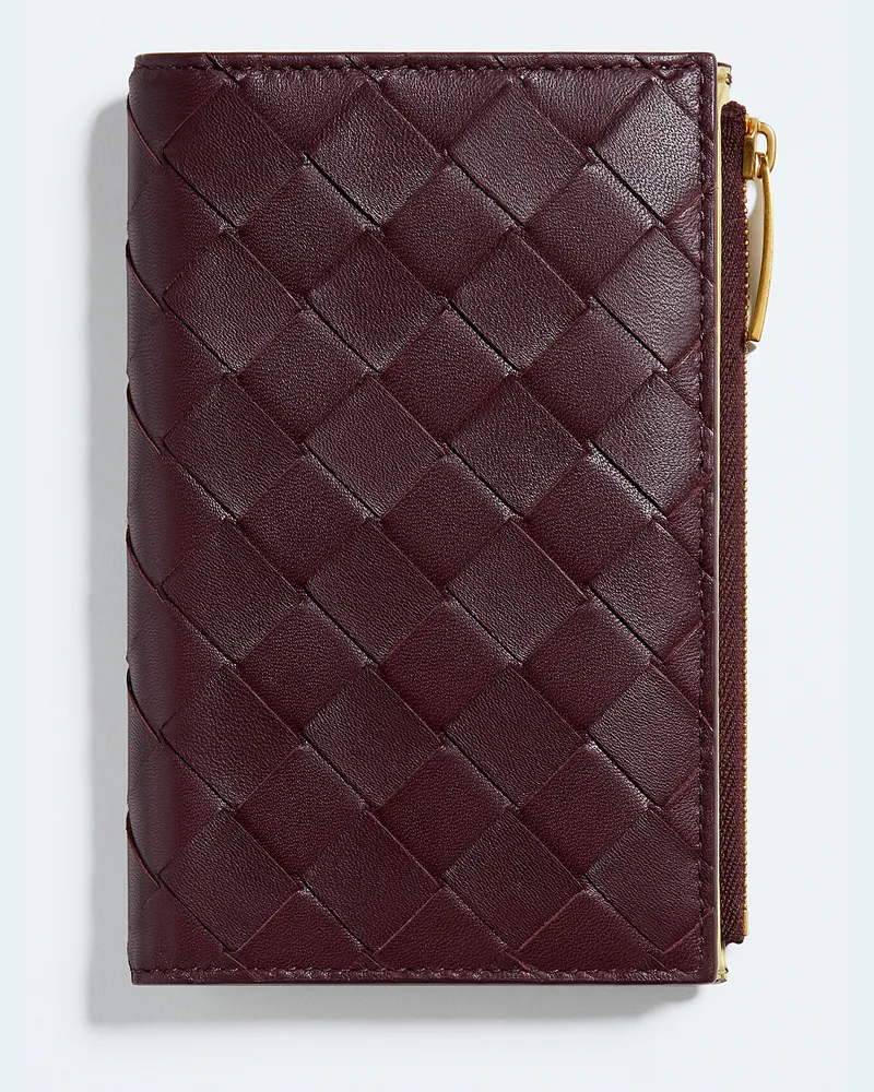 Bottega Veneta Mittelgroßes Intrecciato Bi-Fold Portemonnaie-Bordeaux - Damen Bordeaux