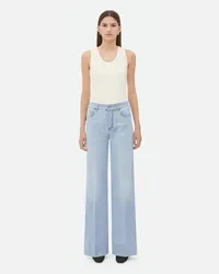 Bottega Veneta Wide Leg Hose Aus Hell Gebleichtem Denim Light