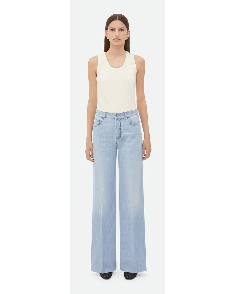 Bottega Veneta Wide Leg Hose Aus Hell Gebleichtem Denim Light