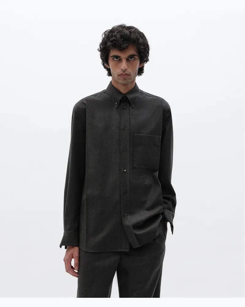 Bottega Veneta Hemd aus kompaktem Wollflanell-Grün - Herren Grün