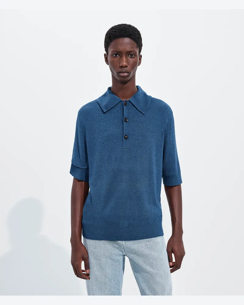 Bottega Veneta Poloshirt aus Seidenbouclé-Schwarz - Herren Schwarz