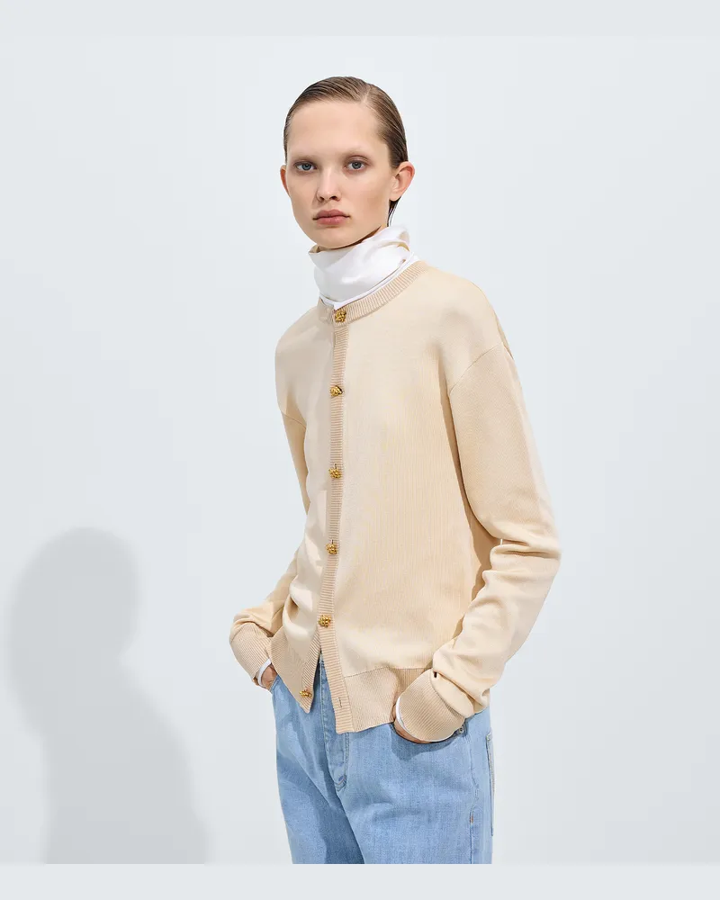 Bottega Veneta Cardigan aus doppelt gestrickter Seide-Beige - Damen Beige