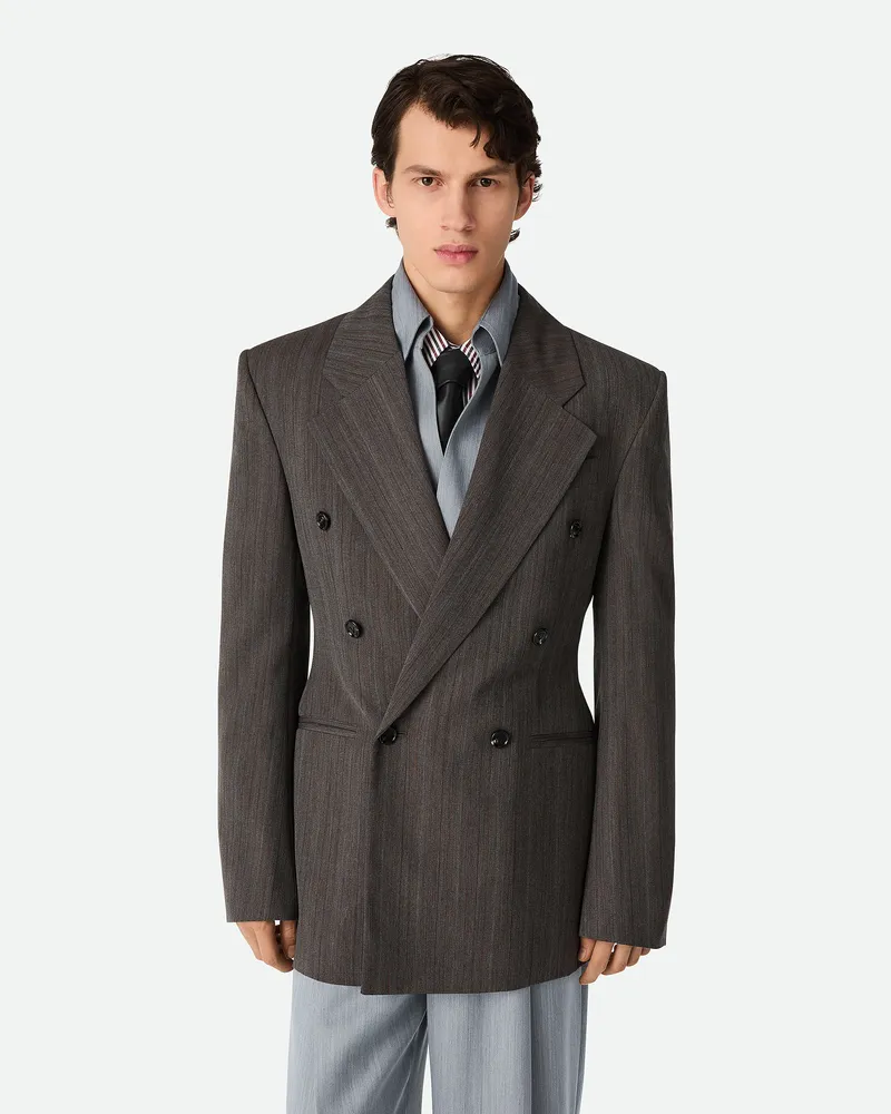 Bottega Veneta Fein Gestreifte Wolljacke Grey