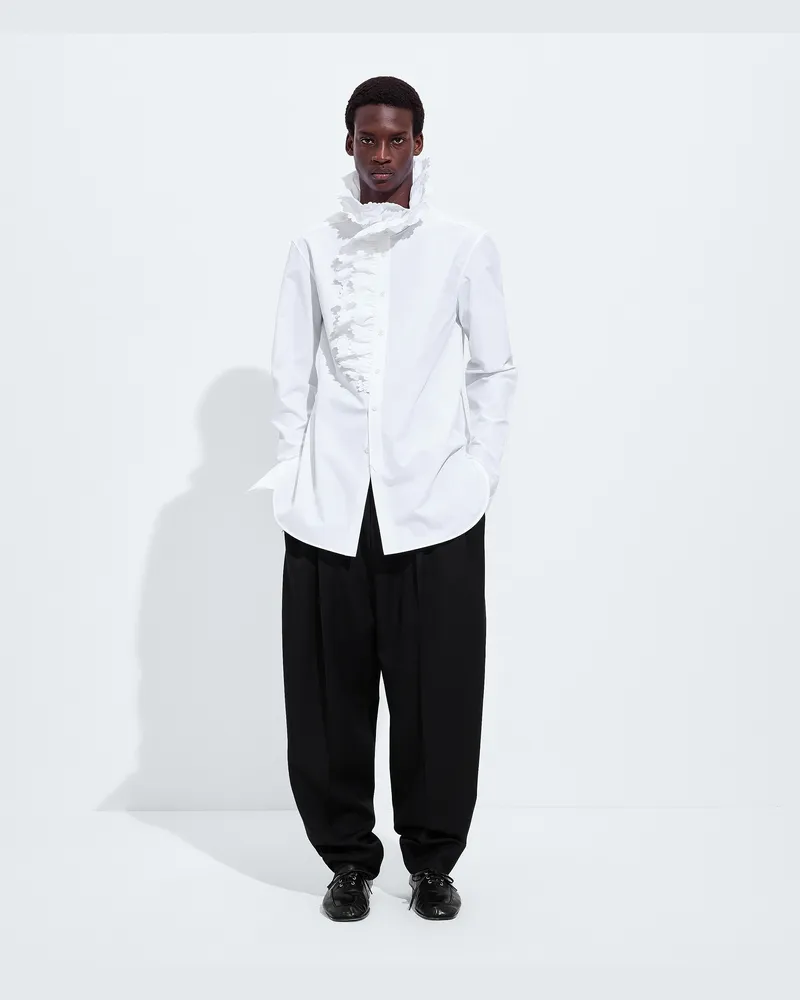 Bottega Veneta Hemd aus kompakter Baumwollpopeline-Weiss - Herren Weiss