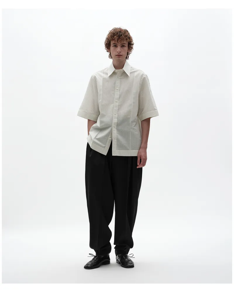Bottega Veneta Gestreiftes Hemd aus Baumwolle und Cupro-Weiss - Herren Weiss