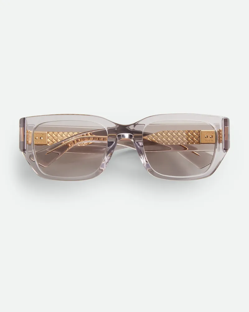 Bottega Veneta Quadratische Intrecciato Sonnenbrille-Grau & Silberfarben - Unisex Grau