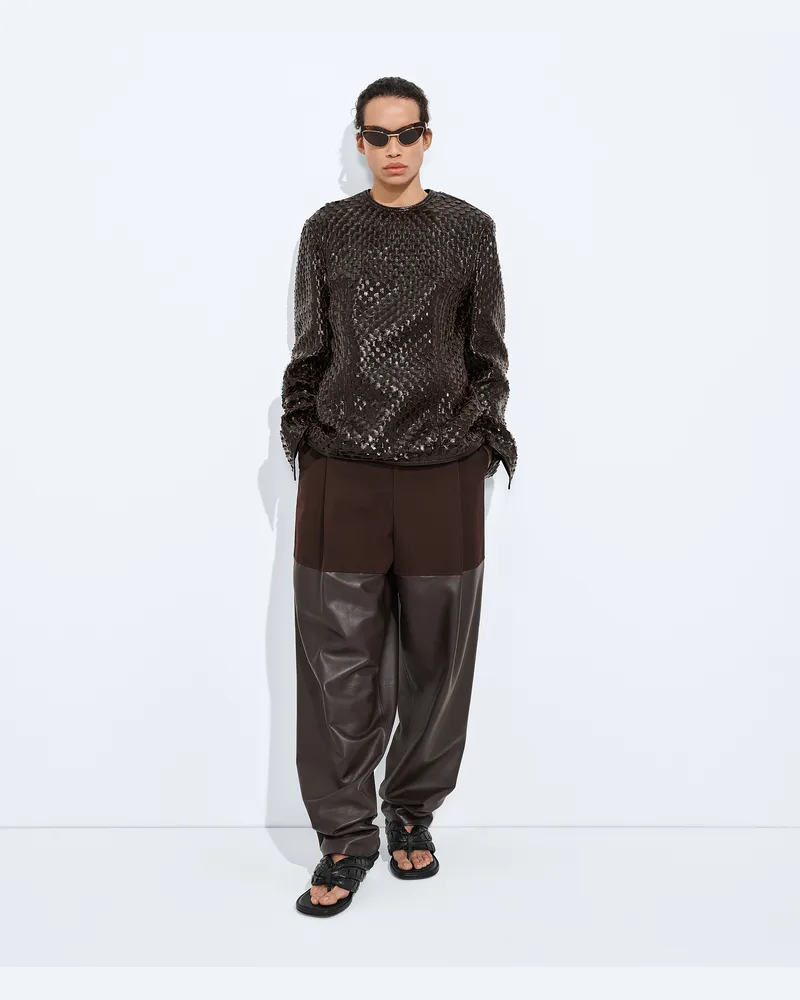 Bottega Veneta Hose aus Baumwolle und Leder-Braun - Damen Braun