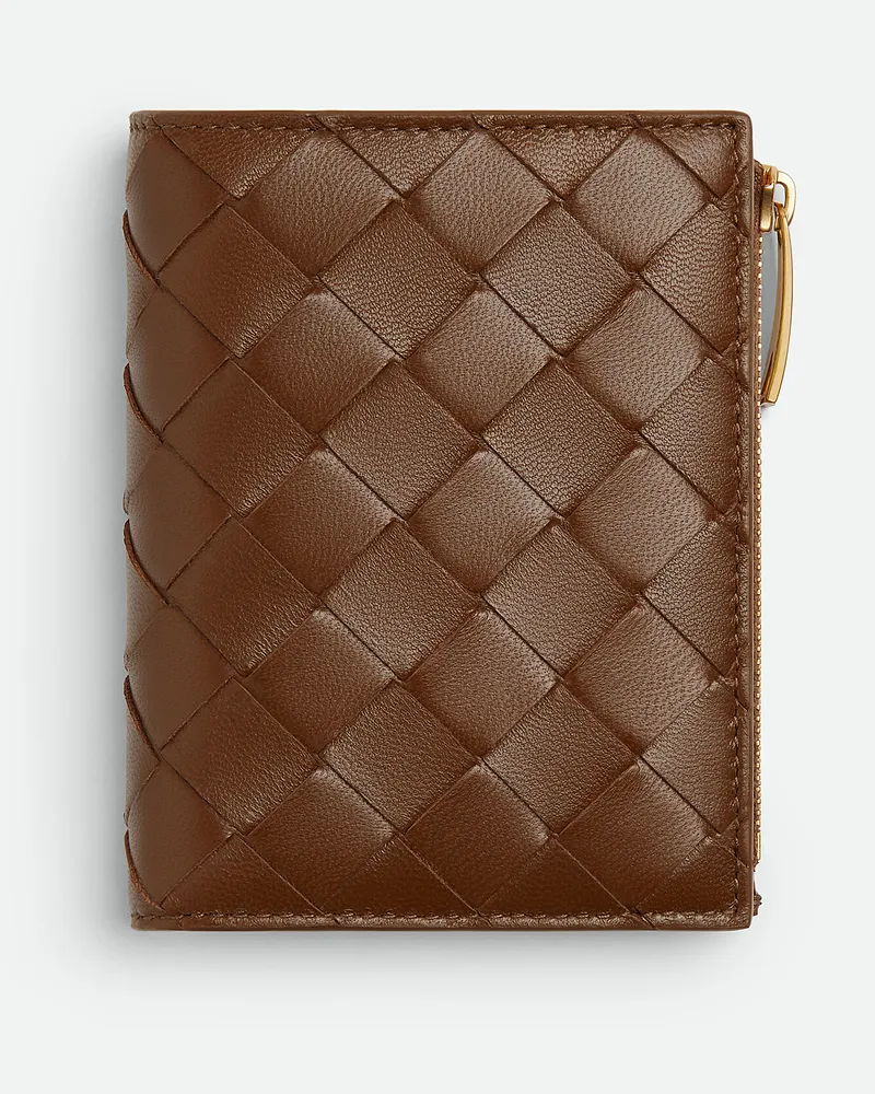 Bottega Veneta Kleines Intrecciato Bi-fold Portemonnaie Nocciola