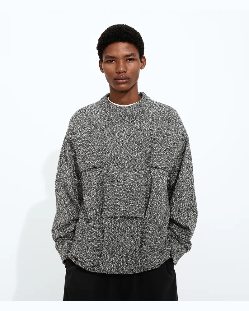 Bottega Veneta Baumwollpullover Mit Intrecciato Muster - Grau & Silberfarben - Herren 100 % Baumwolle Grau