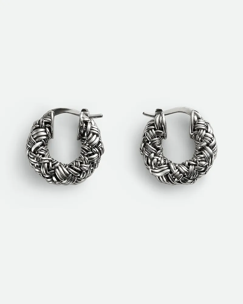 Bottega Veneta Intreccio Hoop Ohrringe Silver