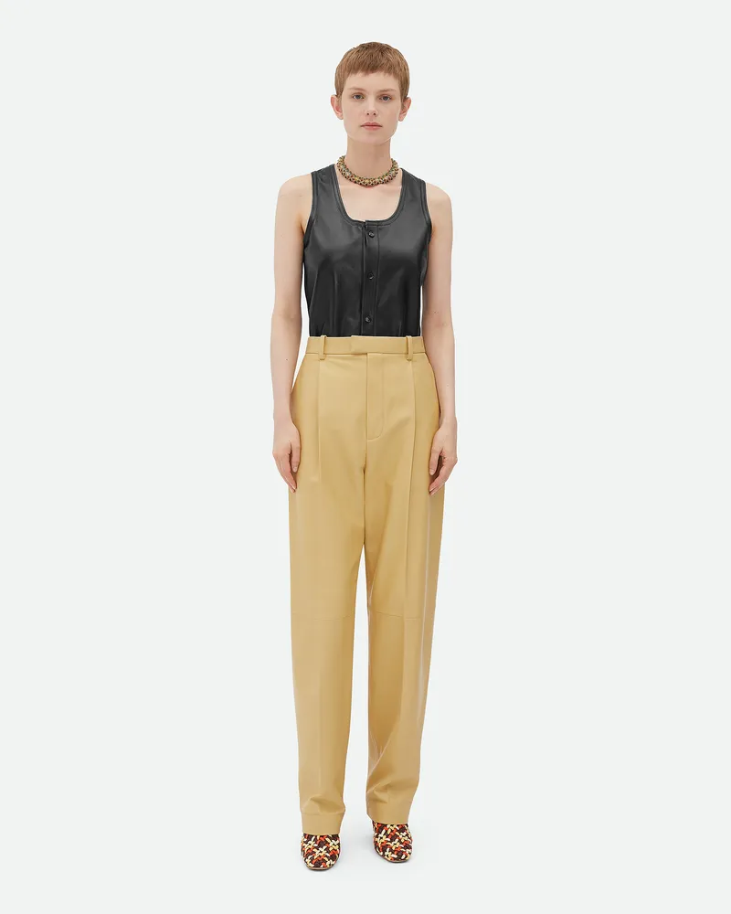 Bottega Veneta Weite Lederhose Rubber