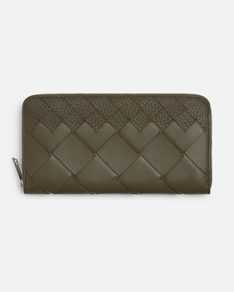 Bottega Veneta Intrecciato Portemonnaie Mit Umlaufenden Zip - Grün - Herren - 100 % Kalbsleder Grün