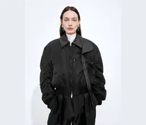 Bomberjacke aus wattiertem Nylon-Schwarz - Damen