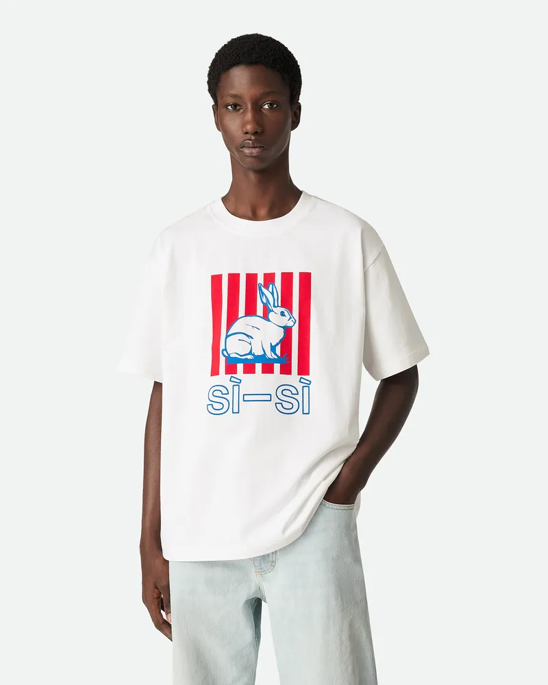 Bottega Veneta Bedrucktes T-shirt Aus Baumwolljersey - Weiss - Herren 100 % Baumwolle Weiss