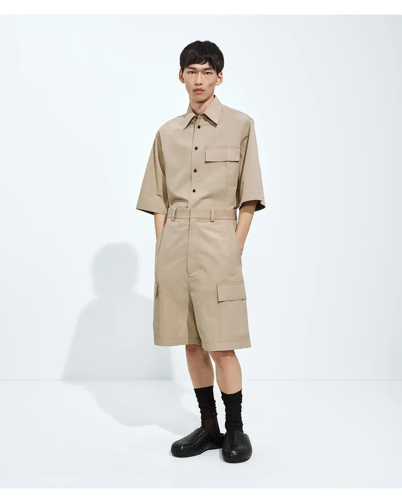 Bottega Veneta Cargoshorts aus Baumwolltoile-Beige - Herren Beige