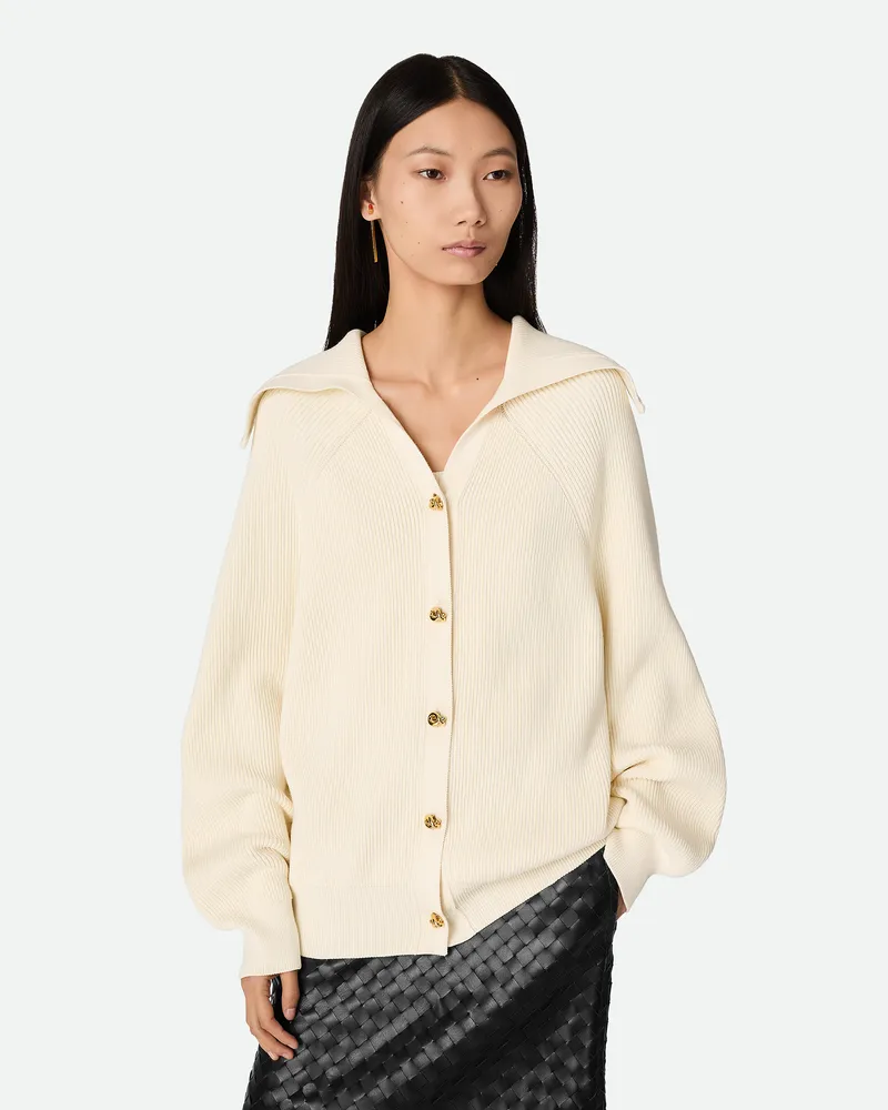 Bottega Veneta Gerippter Cardigan Aus Baumwolle - Weiß - Damen Baumwolle, Elasthan & Polyamid Weiß