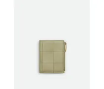 Kleines Cassette Bi-fold Portemonnaie - Grün - Damen - 100 % Lammleder