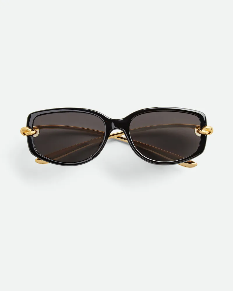 Bottega Veneta Rechteckige Knot Sonnenbrille - Schwarz - Unisex - 100% Polyamid Schwarz