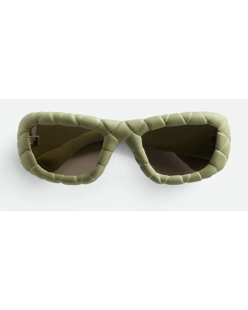 Bottega Veneta Rechteckige Intrecciato Sonnenbrille Green