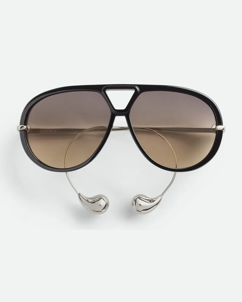 Bottega Veneta Drop Sonnenbrille In Pilotenform Black