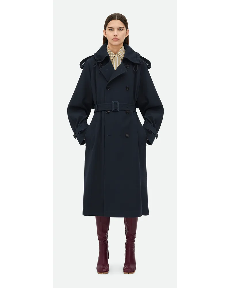Bottega Veneta Trenchcoat Aus Wollgabardine Midnight