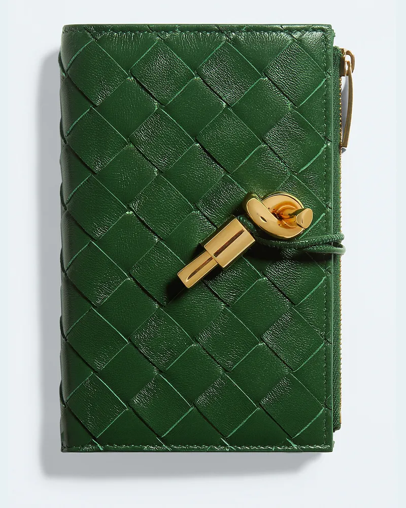 Bottega Veneta Mittelgroßes Andiamo Bi-Fold Portemonnaie-Grün - Damen Grün