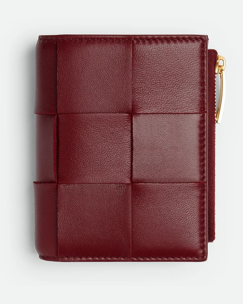 Bottega Veneta Kleines Cassette Bifold Portemonnaie Mit Zip Bordeaux