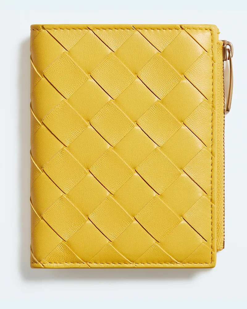 Bottega Veneta Kleines Intrecciato Bi-Fold Portemonnaie-Gelb - Damen Gelb