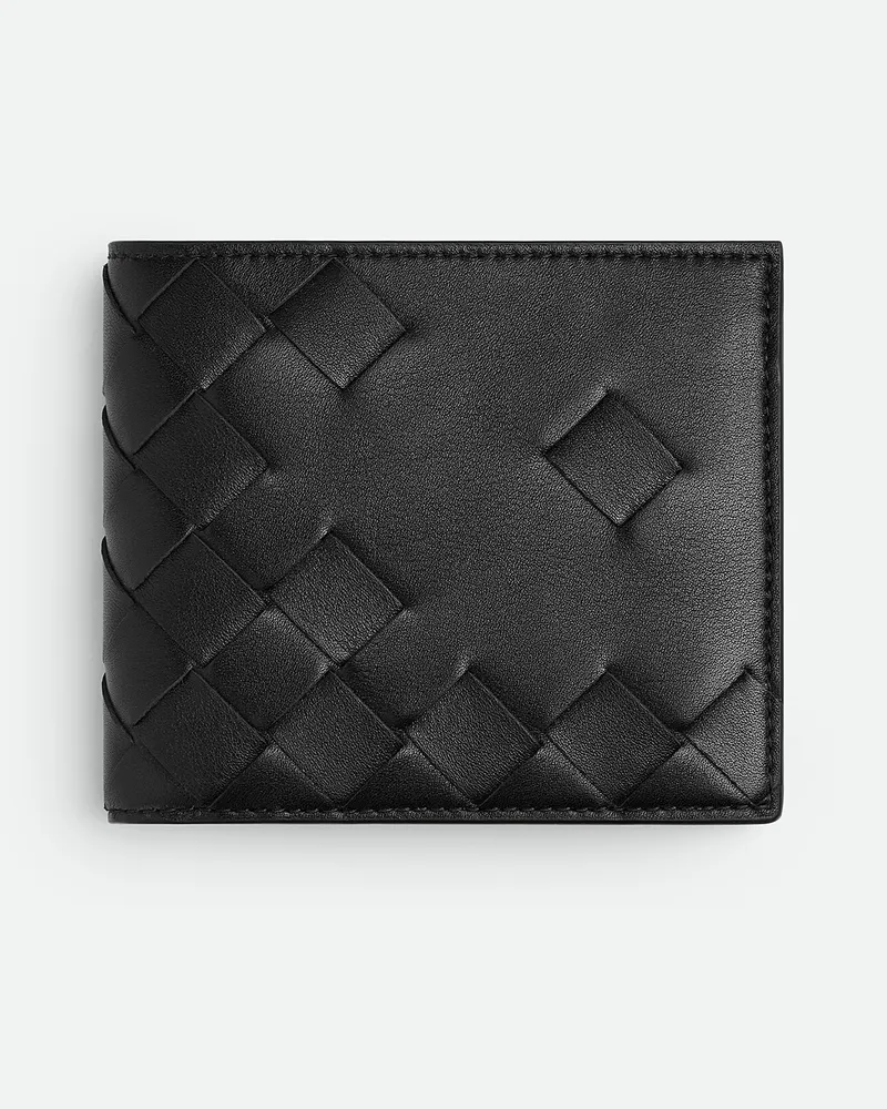 Bottega Veneta Intrecciato Bi-fold Portemonnaie Mit Münzfach - Schwarz - Herren - 100 % Kalbsleder Schwarz