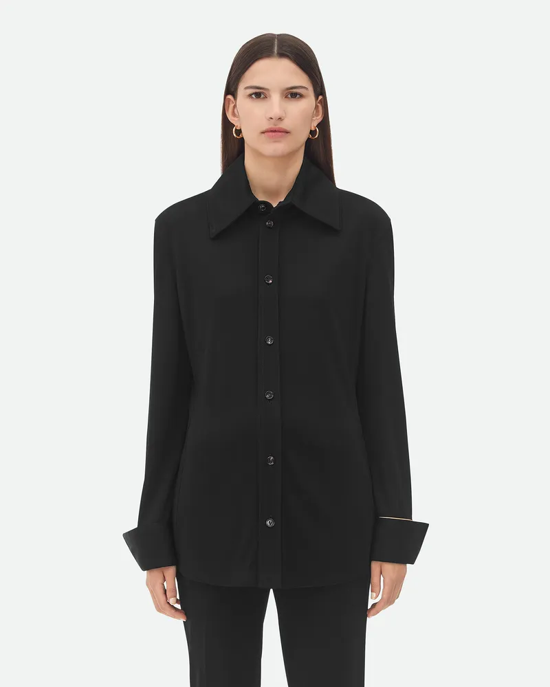 Bottega Veneta Fließendes Hemd Aus Mattem Viskosejersey Black