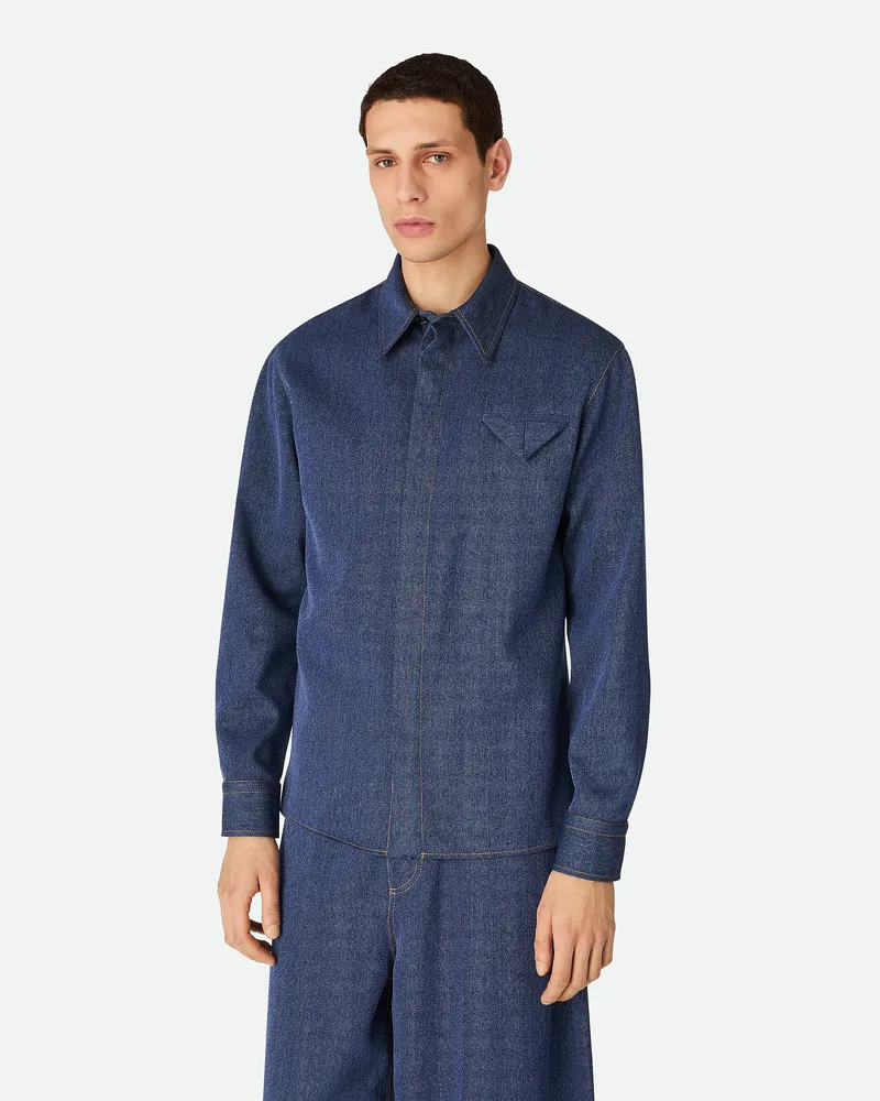 Bottega Veneta Hemd Aus Wolle Und Baumwolle - Blau - Herren Wolle & Baumwolle Blau