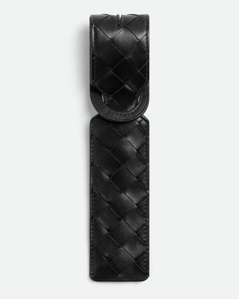 Bottega Veneta Langer Intrecciato Gepäckanhänger - Schwarz - Herren - 100 % Kalbsleder Schwarz