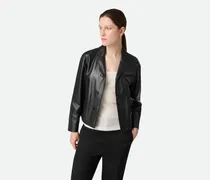 Kimono-blouson Aus Leder - Schwarz - Damen 100 % Lammleder