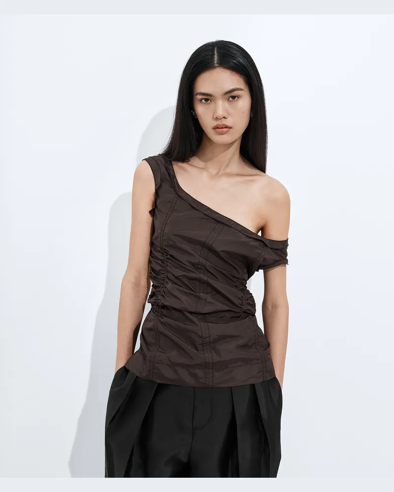 Bottega Veneta Top Aus Gewaschenem Seidentaft - Braun - Damen 100 % Seide Braun