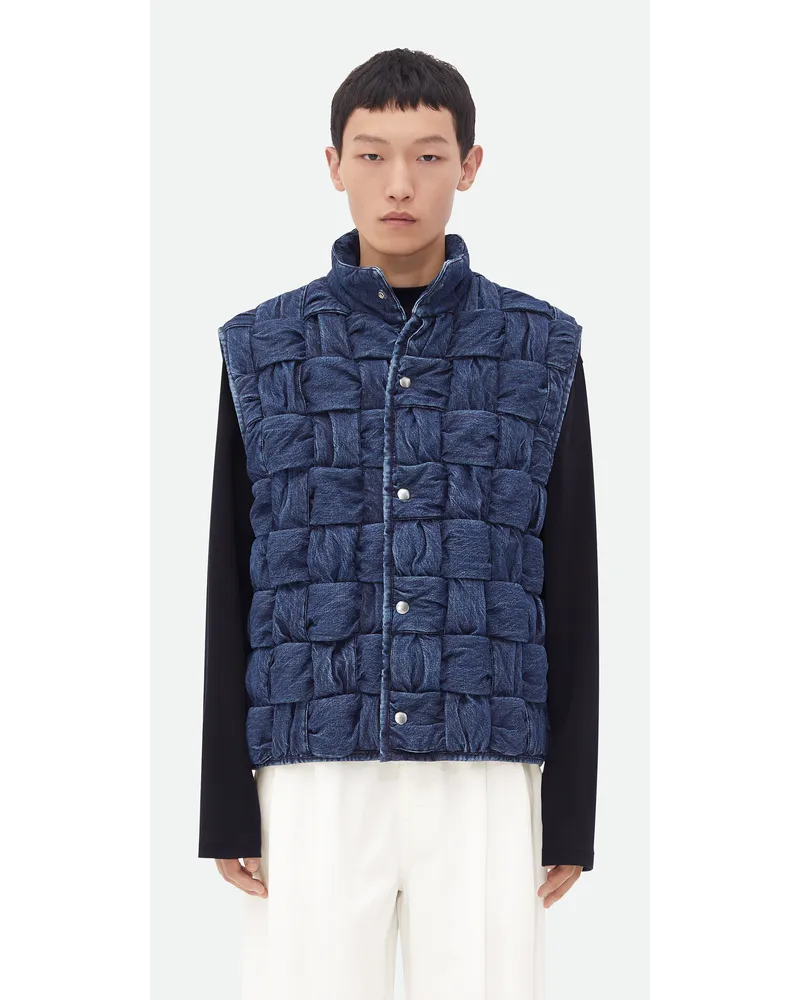 Bottega Veneta Intrecciato Gilet Aus Deni Indigo