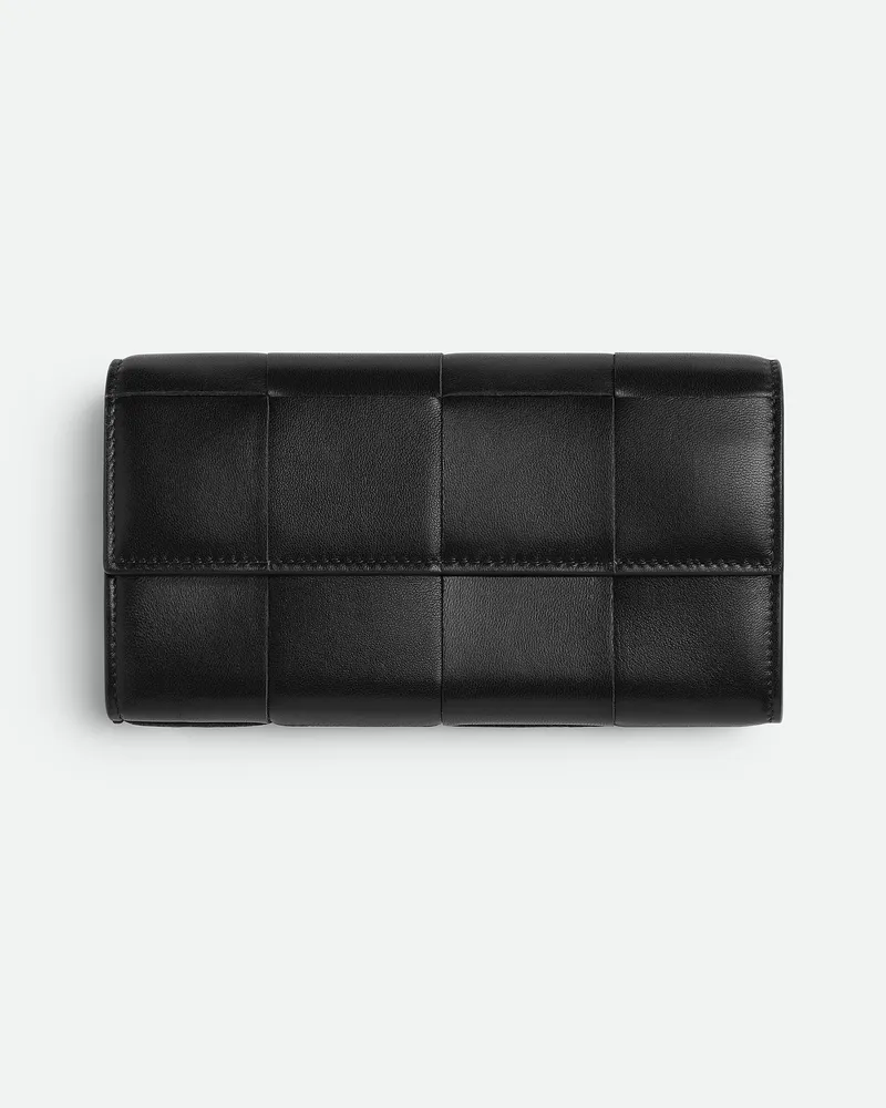 Bottega Veneta Großes Cassette Portemonnaie Mit Überschlag Black