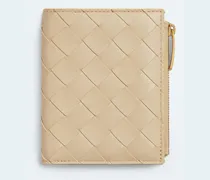 Kleines Intrecciato Bi-Fold Portemonnaie-Beige - Damen