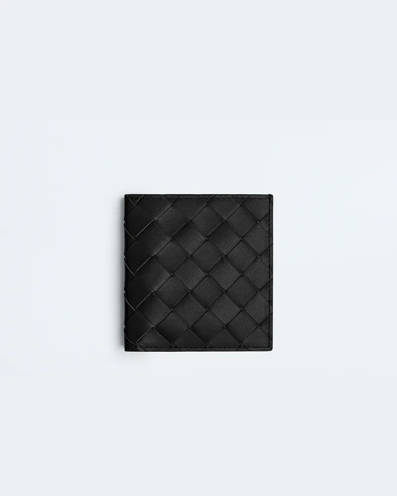 Bottega Veneta Schmales Intrecciato Bi-fold Portemonnaie - Schwarz - Herren - 100% Kalbsleder Schwarz