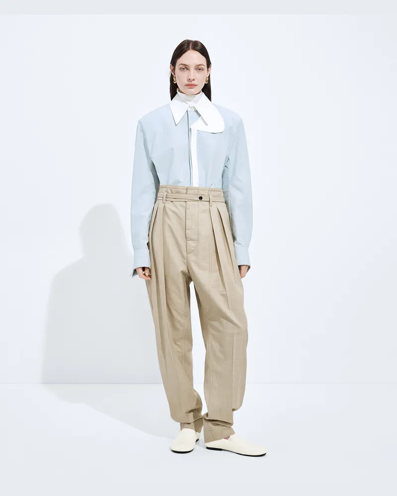 Bottega Veneta Hose aus leichter Wolle und Baumwolle-Beige - Damen Beige