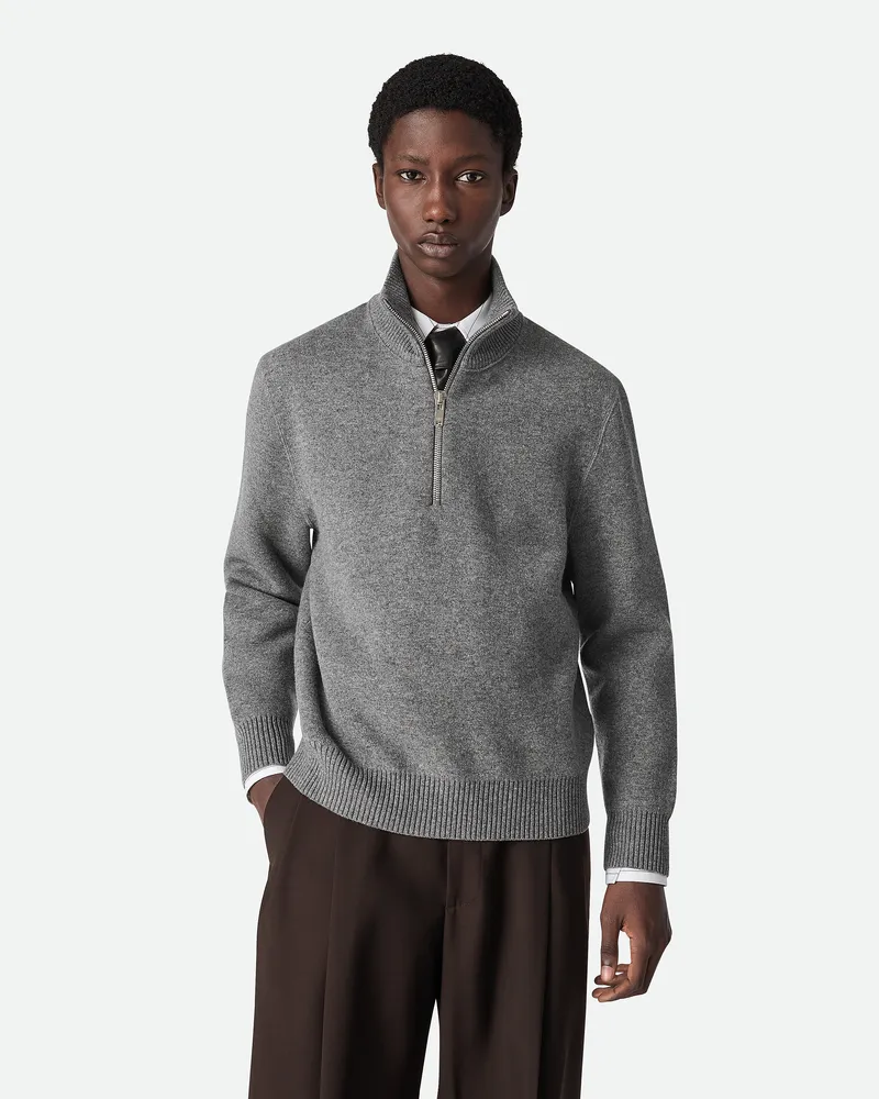 Bottega Veneta Pullover Mit Zip Au Kompaktem Kachmir Dark