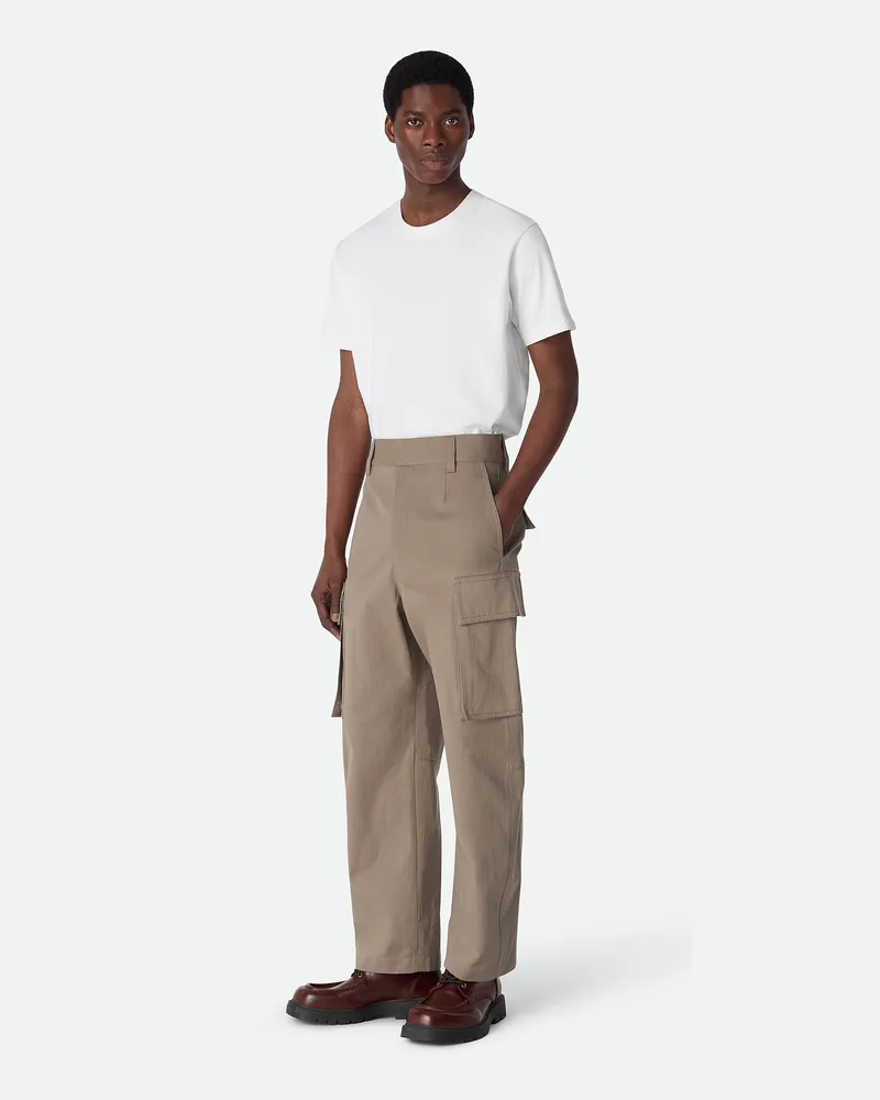Bottega Veneta Cargohose Aus Baumwolltwill - Grau & Silberfarben - Herren 100 % Baumwolle Grau